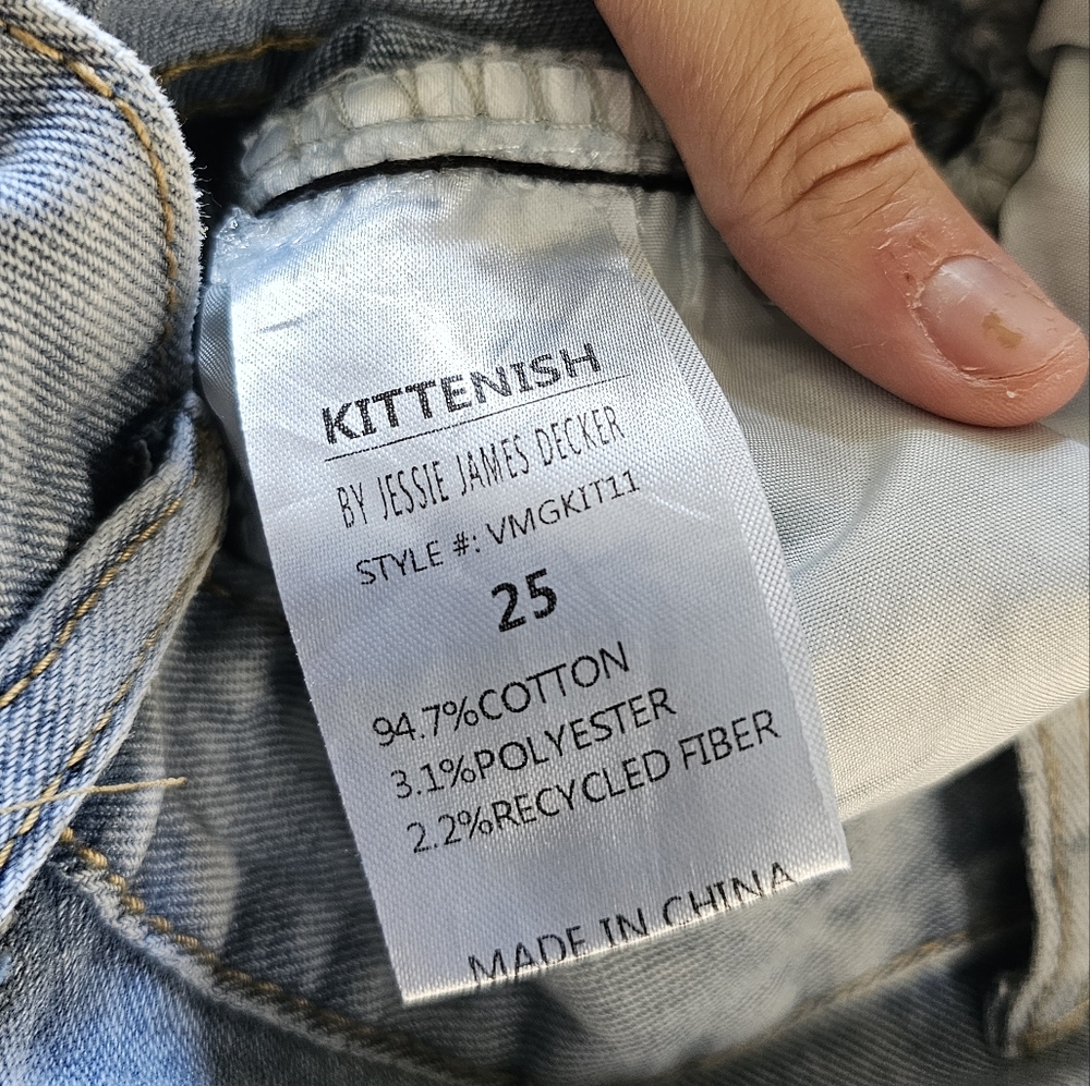 Kittenish Hise Rise Wide Leg Split Hem Retro Denim Jeans Jessie James De… - Picture 8 of 12